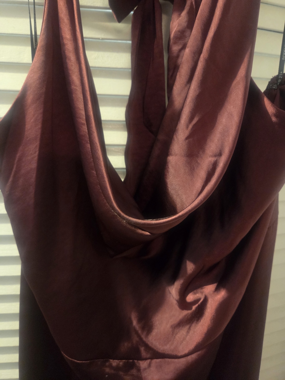 Satin Cowl Neck Romper in Deep Wine